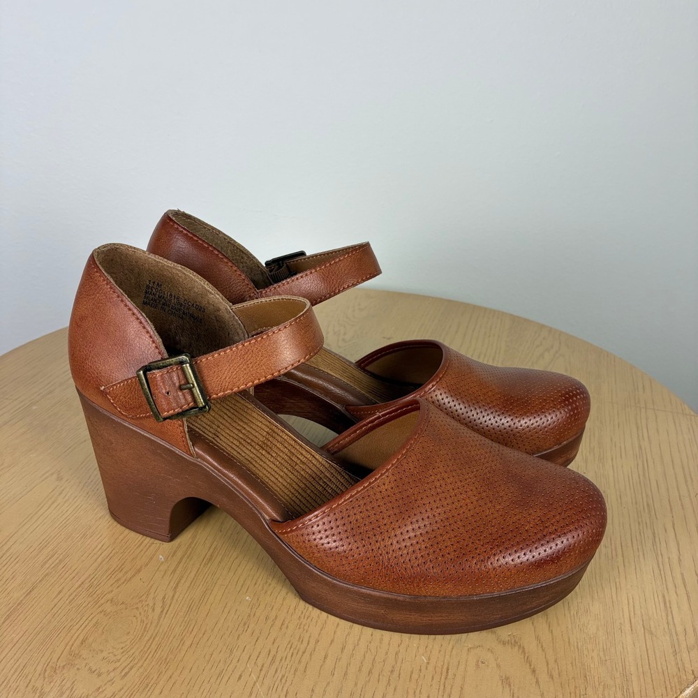 B.O.C. Vegan Perforated Mary Jane Platform Clogs Shoes Womens 11 Boho Fall Retro